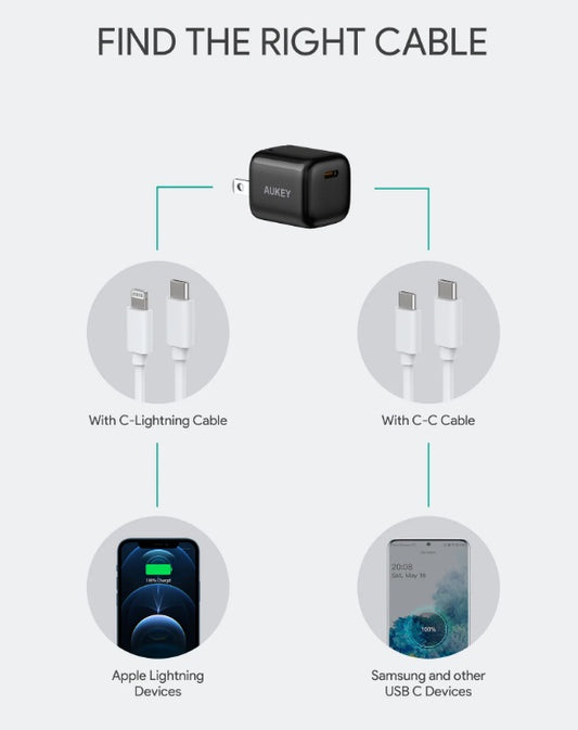 Buy Aukey PA-B1 Pro Foldable Plug Fast Charger for iPhone 12 from Vmart in Pakistan
