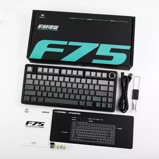 Buy AULA F75 Gasket Reaper switch Wireless keyboard Black/Grey from Vmart in Pakistan