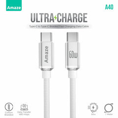 Buy Amaze A40 Ultra Charge Type C To Type C Cable 60w 1m from Vmart in Pakistan