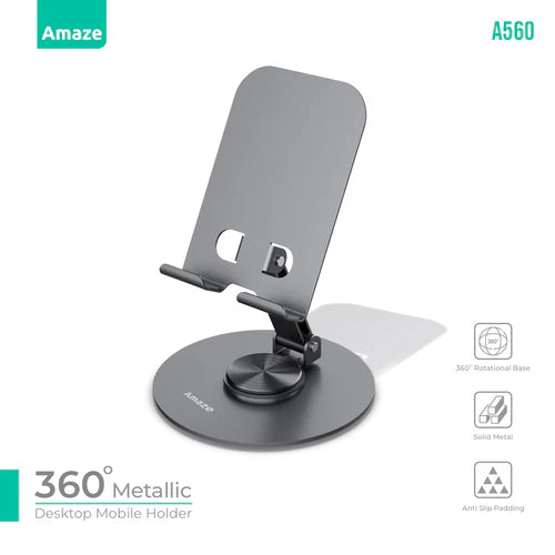 Buy Amaze A560 360 Degree Metallic Desktop Mobile Holder Gray from Vmart in Pakistan