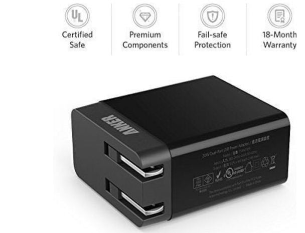 Buy Anker PowerPort 2 Lite Charger White EU Plug (Not Foldable) - Black from Vmart in Pakistan