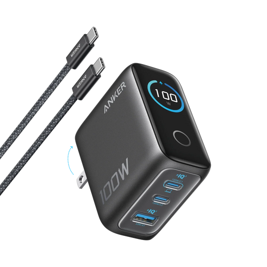 Buy Anker Charger 100W (3 Ports Smart Display) 2-Pin (US) Dark Grey Vmart in Pakistan