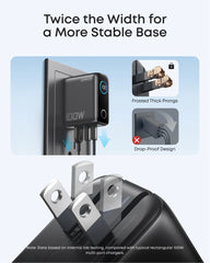 Buy Anker Charger 100W (3 Ports Smart Display) 2-Pin (US) Dark Grey Vmart in Pakistan