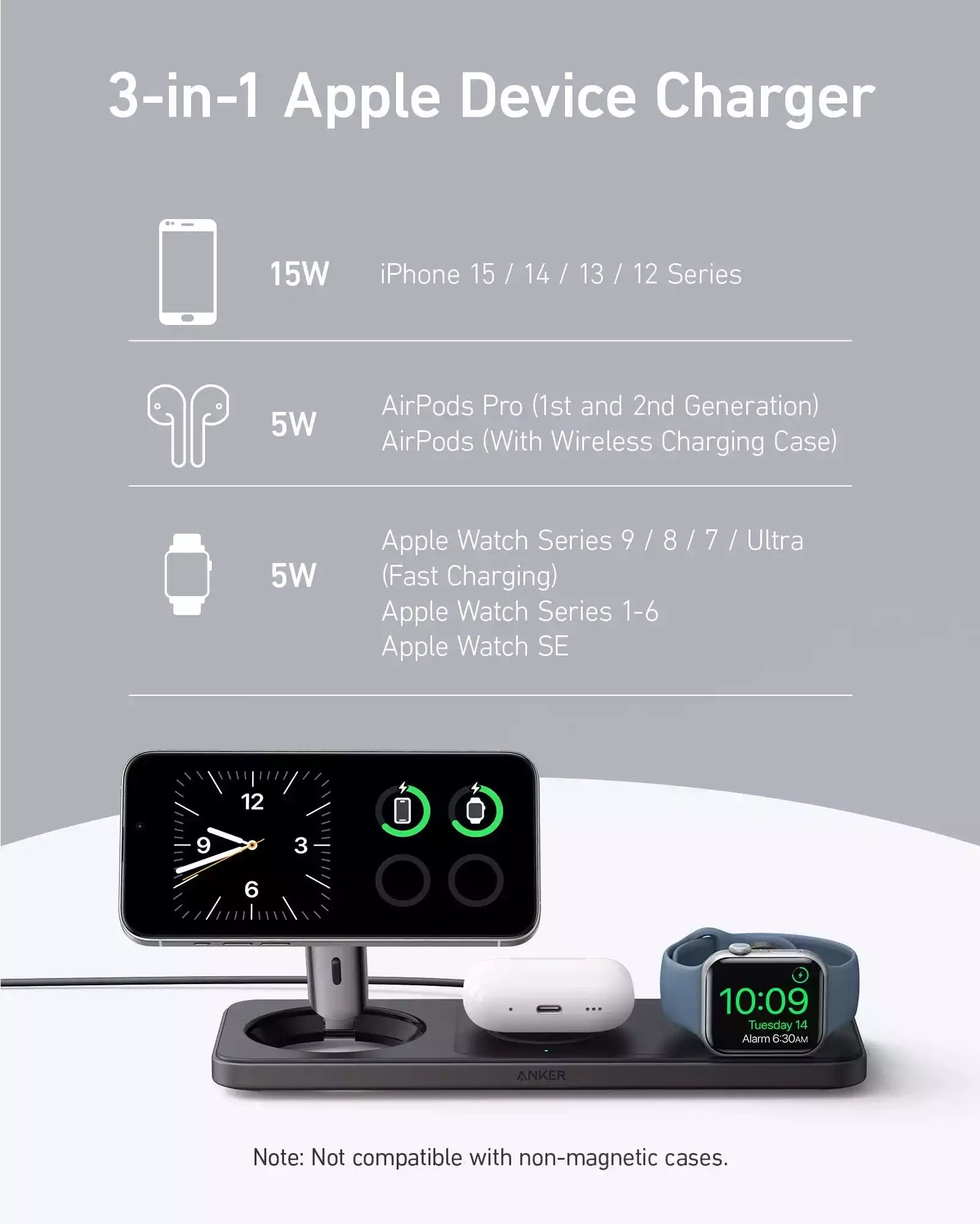 Buy Anker MagGo Wireless Charging Station (3-in-1 Pad) Vmart in Pakistan