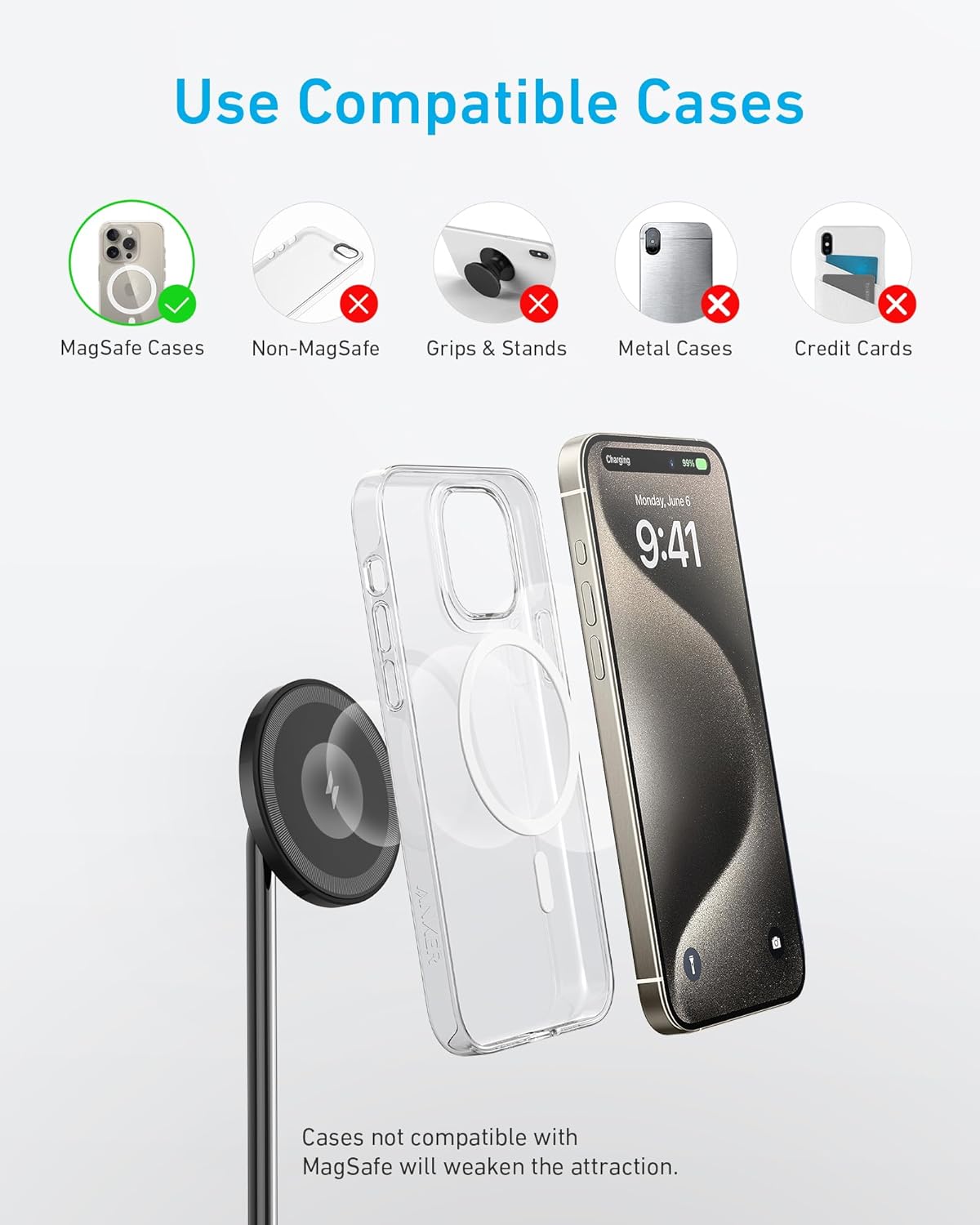 Buy Anker PowerWave 2-in-1 Magnetic Wireless Charging Stand from Vmart in Pakistan