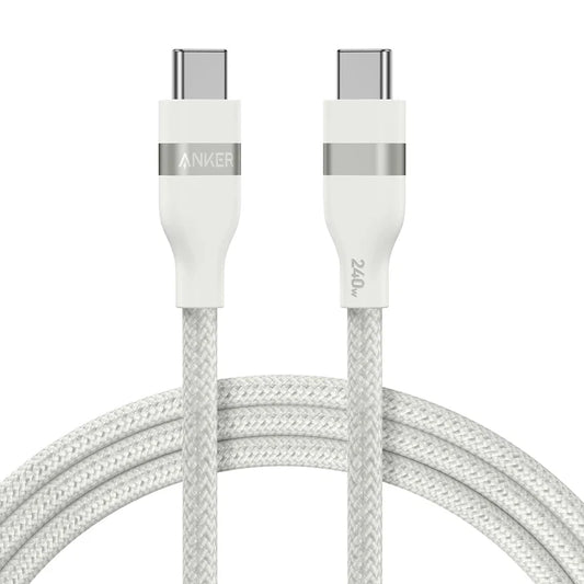 Anker USB-C to USB-C Cable (240W Upcycled-Braided) 6ft White