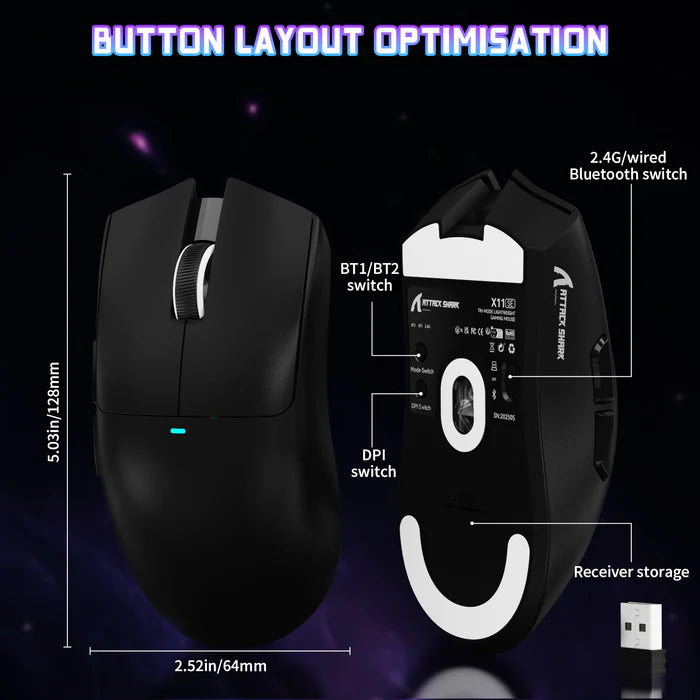 Buy Attack Shark X11SE Wireless Gaming Mouse Black from Vmart in Pakistan