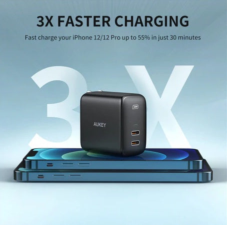 Buy Aukey PA-R2S Swift Duo PD40W 2 Port PD Wall Charger - Black from Vmart in Pakistan
