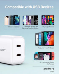 Buy Aukey PA-R1S Swift Duo 20W USB-C PD Charger White from Vmart in Pakistan