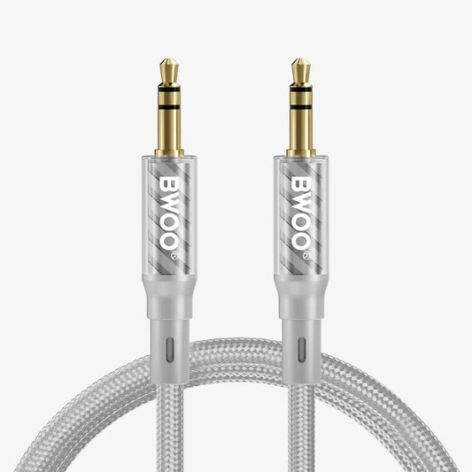 Buy BWOO 3.5mm Braided AUX Audio Cable Grey 1m from Vmart in Pakistan