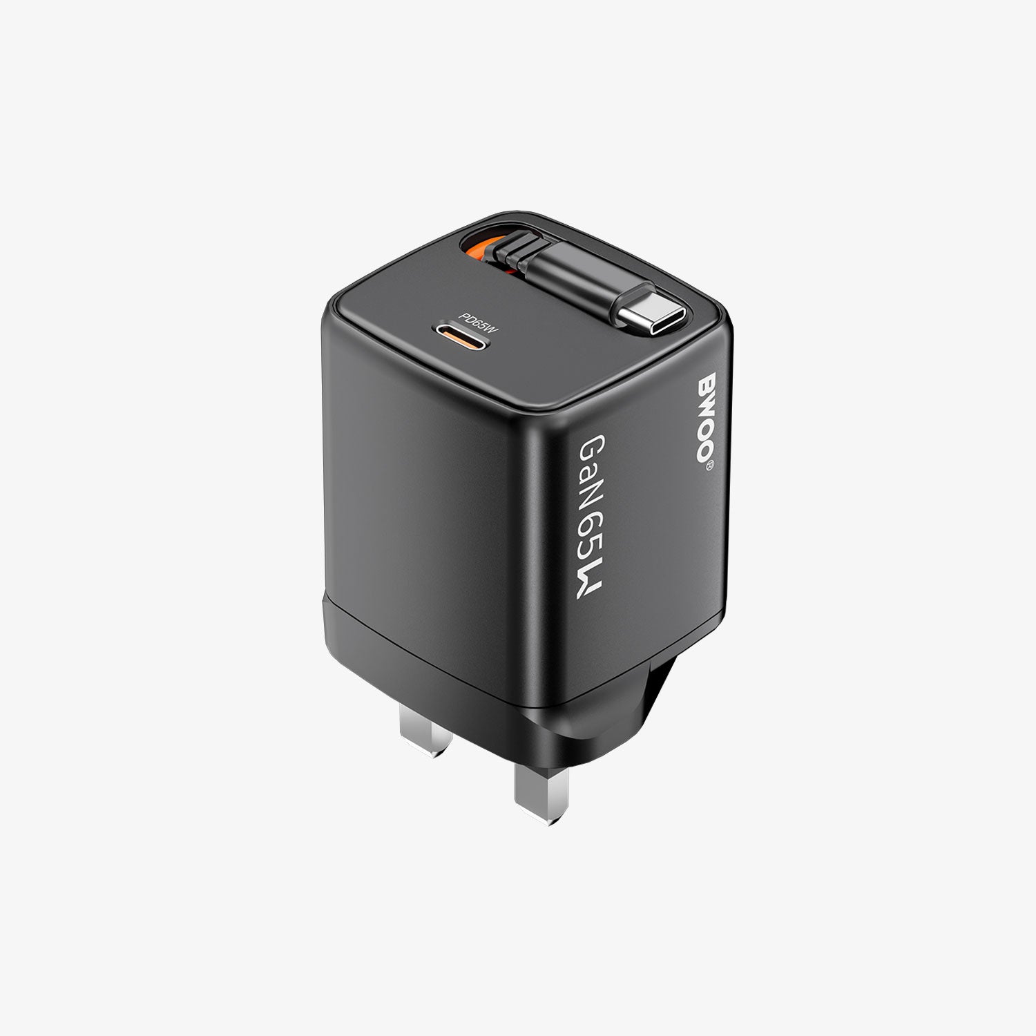 Buy BWOO 65W GaN Retractable Charger with Built-In USB-C Cable from Vmart in Pakistan