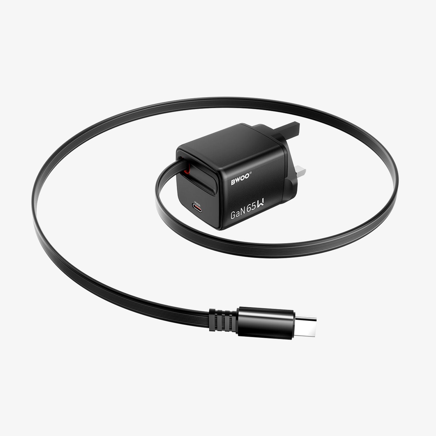 Buy BWOO 65W GaN Retractable Charger with Built-In USB-C Cable from Vmart in Pakistan
