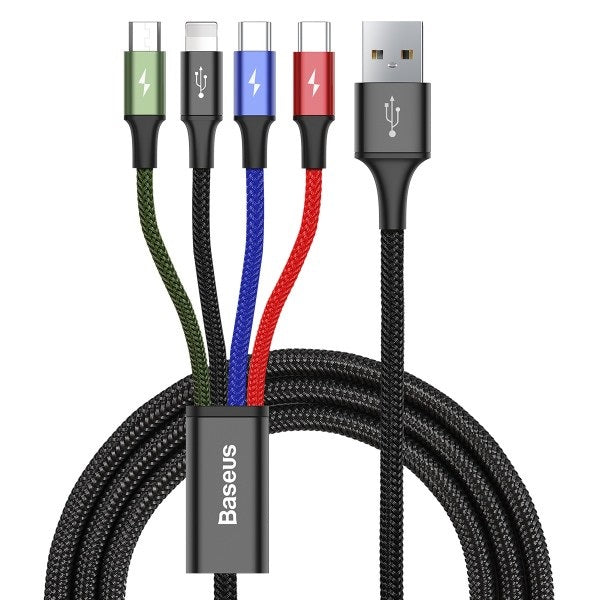 Buy Baseus 4 in 1 USB to Lightning Dual Type C and Micro Charging Cable from Vmart in Pakistan
