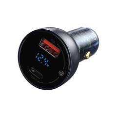 Buy Baseus 65W Digital Display QC+PPS Dual Quick Car Charger - Gray from Vmart in Pakistan