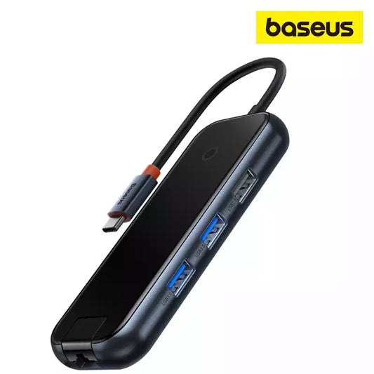 Buy Baseus AcmeJoy 5-Port Type-C Hub Adapter (Type-C to USB3.0*2+USB2.0*1+Type-C PD&Data *1+RJ45*1) Dark Gray from Vmart in Pakistan