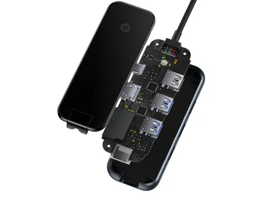 Buy Baseus AcmeJoy 8-Port Type-C Hub Adapter (Type-C to HDMI*1+USB3.0*2+USB2.0*1+Type-C PD&Data*1+RJ45*1+SD/TF*1) Dark Grey from Vmart in Pakistan