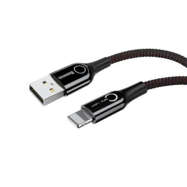 Buy Baseus C-Shaped Light Intelligent Power-Off USB-A to Lightning Cable 2.4A Black 1m from Vmart in Pakistan