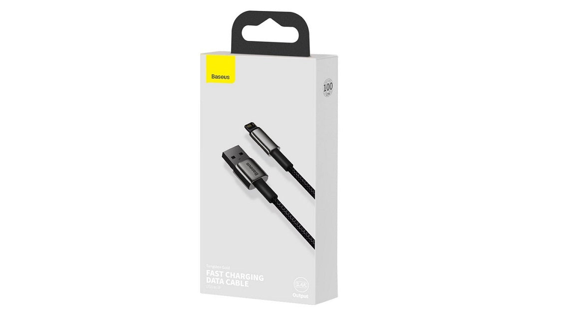 Buy Baseus Tungsten Gold Fast Charging Data Cable USB to Lightning 2.4A 2m - Black from Vmart in Pakistan