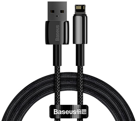 Buy Baseus Tungsten Gold Fast Charging Data Cable USB to Lightning 2.4A 2m - Black from Vmart in Pakistan