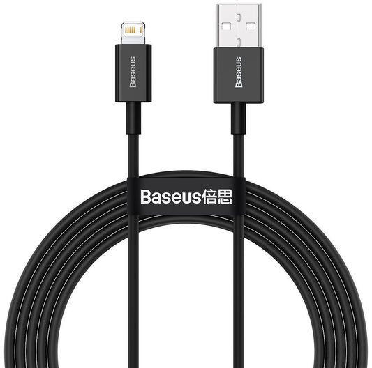 Buy Baseus Superior Fast Charging Data Cable USB to Lightning 2.4A 1m - Black from Vmart in Pakistan