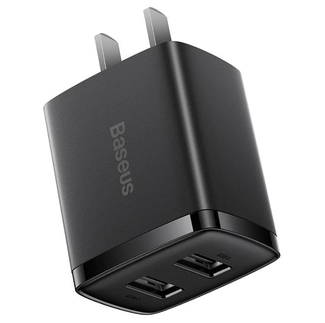 Buy Baseus Compact Charger 2USB 10.5W CN - Black from Vmart in Pakistan