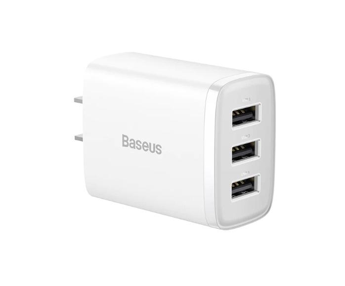 Buy Baseus Compact Charger 3USB 17W CN - White from Vmart in Pakistan