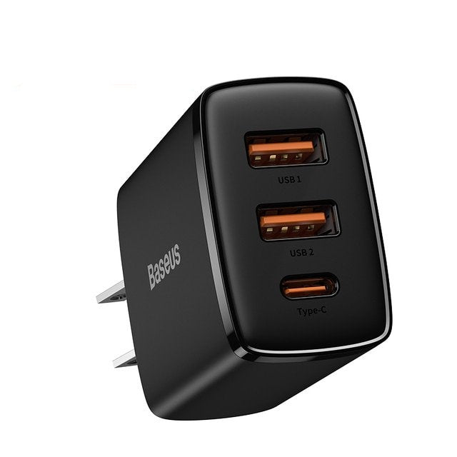 Buy Baseus Compact Quick Charger 2U+C 30W US Plug Black from Vmart in Pakistan