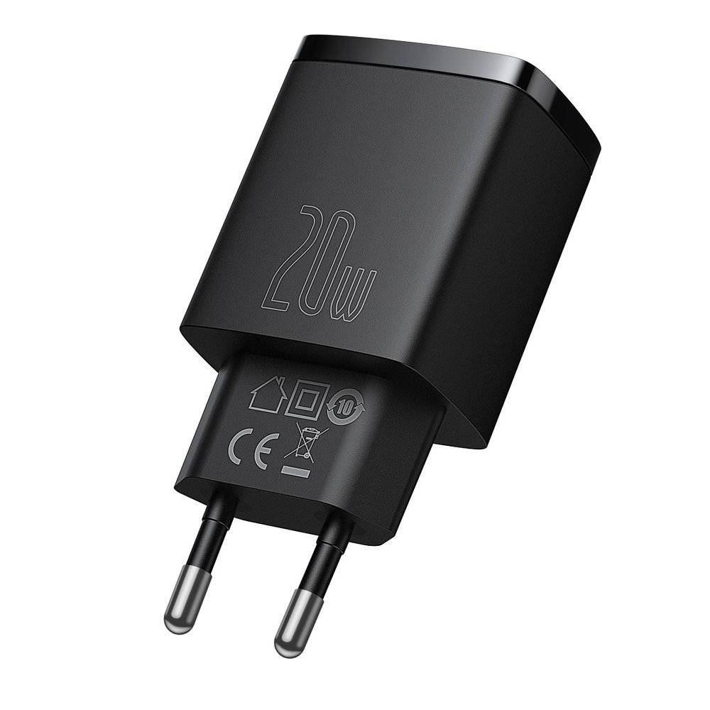 Buy Baseus Compact USB + TYPE-C 20W 3A Quick Charge 3.0 - Black from Vmart in Pakistan