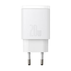 Buy Baseus Compact USB + TYPE-C 20W 3A Quick Charge 3.0 - White from Vmart in Pakistan