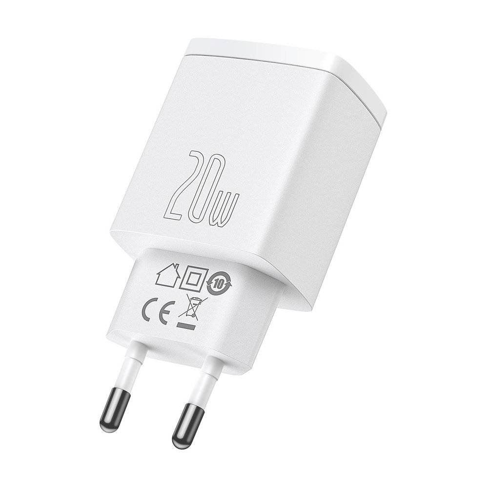 Buy Baseus Compact USB + TYPE-C 20W 3A Quick Charge 3.0 - White from Vmart in Pakistan