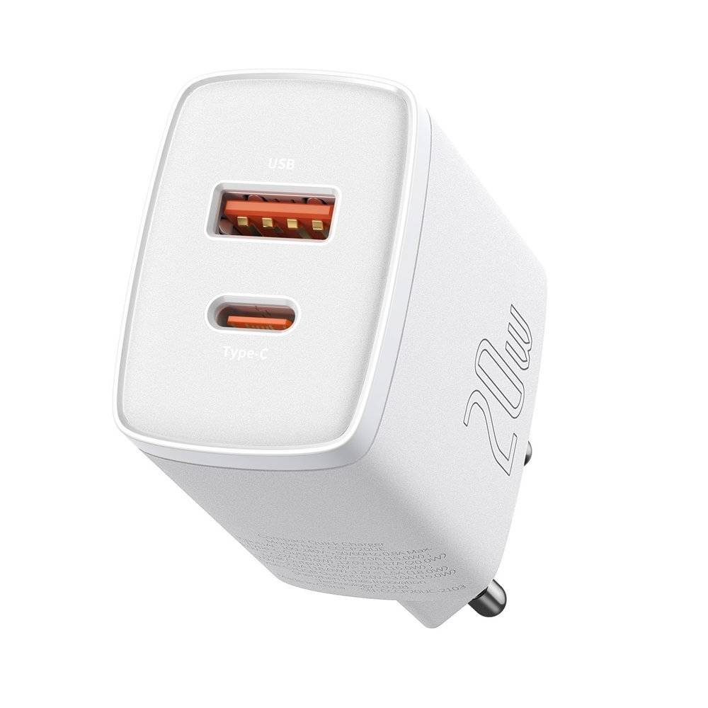 Buy Baseus Compact USB + TYPE-C 20W 3A Quick Charge 3.0 - White from Vmart in Pakistan