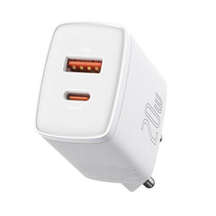 Buy Baseus Compact USB + TYPE-C 20W 3A Quick Charge 3.0 - White from Vmart in Pakistan