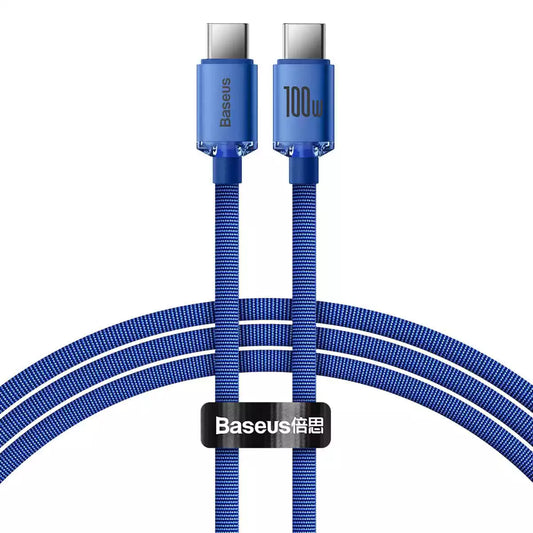 Buy Baseus Crystal Shine Series Fast Charging Data Cable Type-C to Type-C 100W 1.2m Blue from Vmart in Pakistan