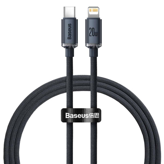 Buy Baseus Crystal Shine Series Fast Charging Data Cable Type-C to iPhone 20W 2m Black from Vmart in Pakistan