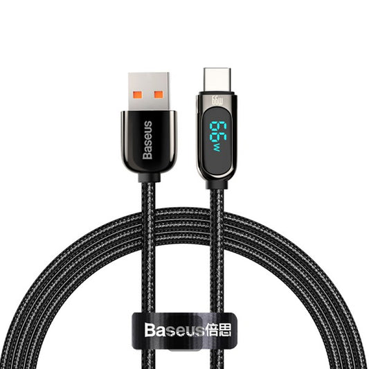 Buy Baseus Display Fast Charging Data Cable USB to Type-C 66W 1m Black from Vmart in Pakistan