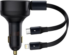 Buy Baseus Enjoyment Retractable 2-in-1 Car Charger C+L 30W Black from Vmart in Pakistan