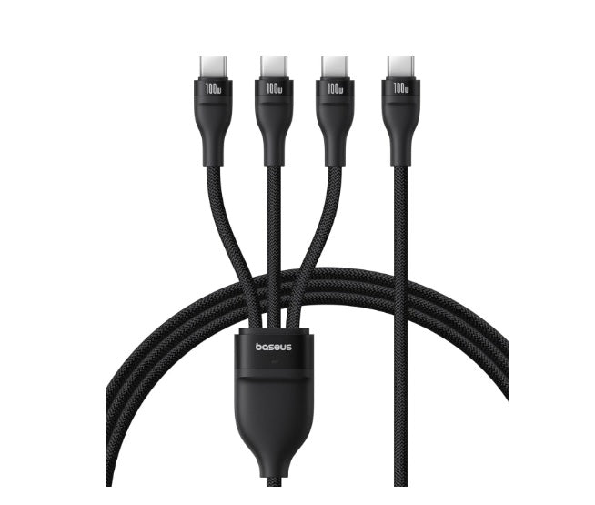 Buy Baseus Flash Series 3 One-for-three Fast Charging Cable Type-C to C+C+C 100W 1.5m Black from Vmart in Pakistan