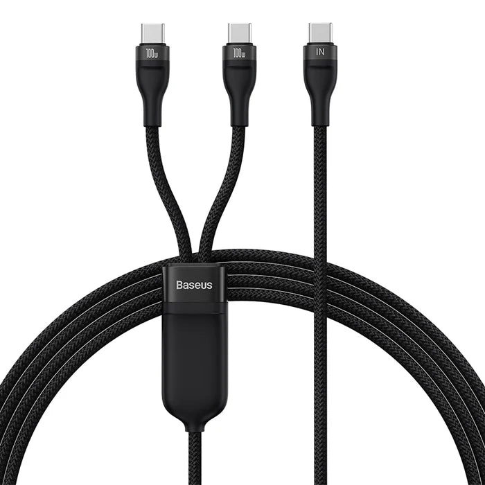Buy Baseus Flash Series II One-for-Two Fast Charging Cable Type-C to C+C 100W 1.5m Black from Vmart in Pakistan