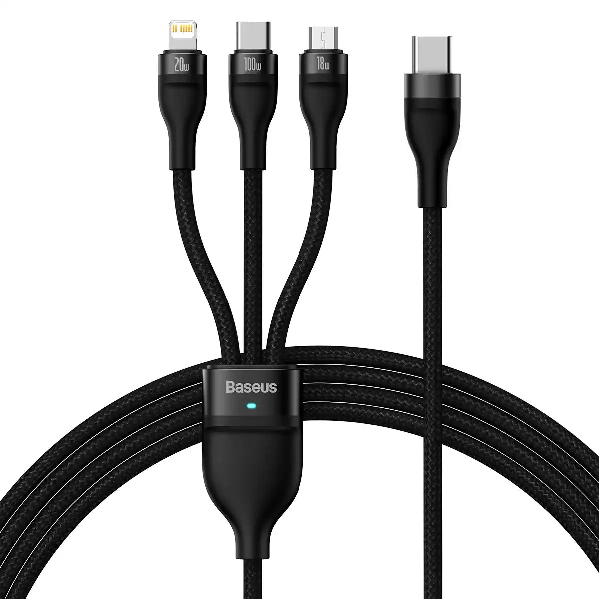 Buy Baseus Flash Series Ⅱ One-for-three Charging Cable Type-C to M+L+C 100W 1.5m Black from Vmart in Pakistan