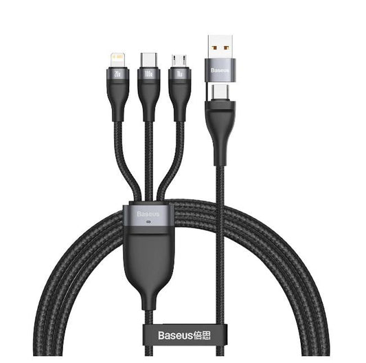 Buy Baseus Flash Series Ⅱ Two for Three Charging Cable U+C to M+L+C 100W 1.2m Black from Vmart in Pakistan