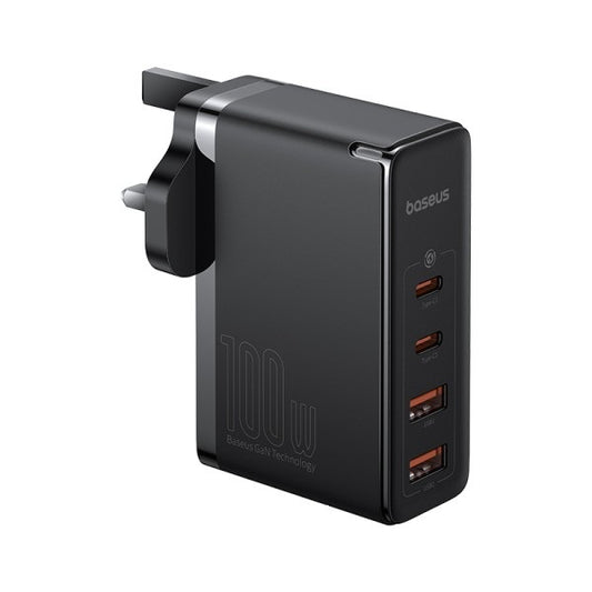 Buy Baseus GaN5 Pro 100W 4 Port Fast Charger 2 Type-C + 2 USB-A UK Plug with 100W Fast Charging Data Cable Type-C (20V/5A) 1m Black from Vmart in Pakistan