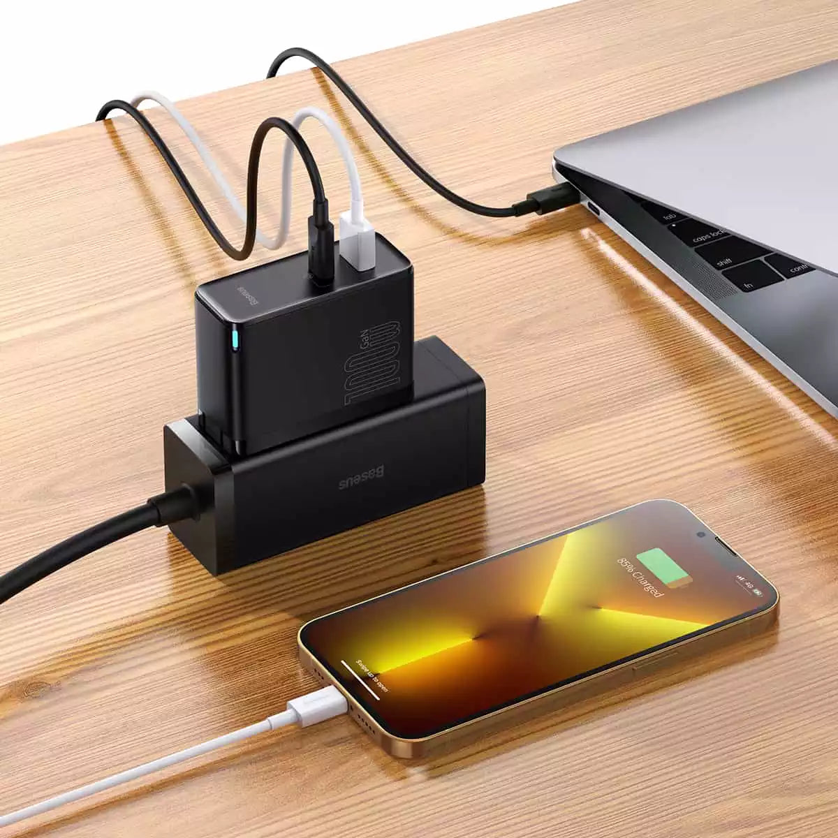 Buy Baseus GaN5 Pro Fast Charger C+U 100W CN With Mini Cable Type-C to Type-C 100W(20V/5A) 1m from Vmart in Pakistan