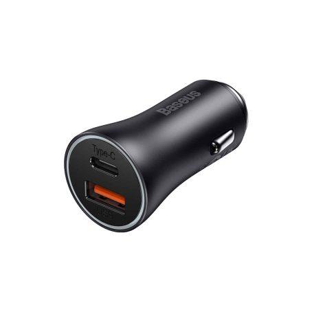 Buy Baseus Golden Contactor Max Dual Fast Charger Car Charger U+C 60W - Dark Gray from Vmart in Pakistan