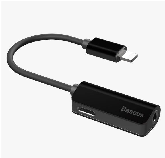 Buy Baseus L32 IP Male to 3.5mm+IP Female Adapter - Black from Vmart in Pakistan