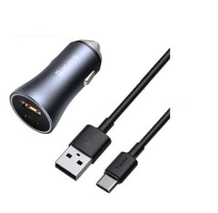 Buy Baseus Metal 40W Type C+USB Car Charger With Type C Cable from Vmart in Pakistan
