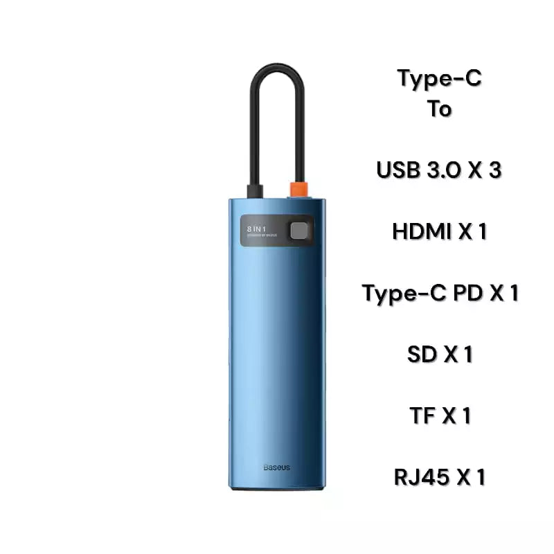 Buy Baseus Metal Gleam 8-in-1 Type-C Hub Docking Station Blue from Vmart in Pakistan