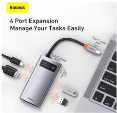 Buy Baseus Metal Gleam 4-in-1 Type C HUB (HDMI+USB3.0*2+PD) from Vmart in Pakistan