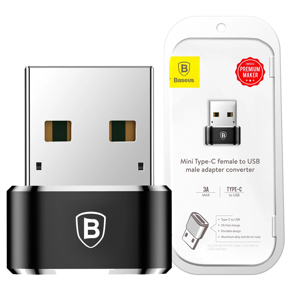 Buy Baseus Mini Type-C Female to USB Male Adapter Converter Black from Vmart in Pakistan
