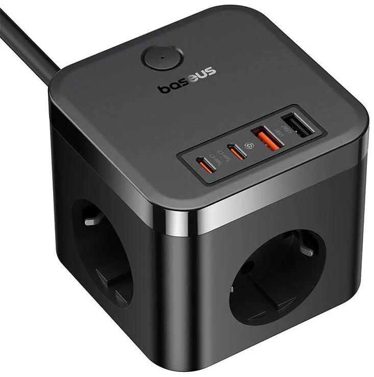 Buy Baseus PowerCombo Cube Power Strip 3AC+2U+2C 30W 1.5m EU Cluster Black from Vmart in Pakistan