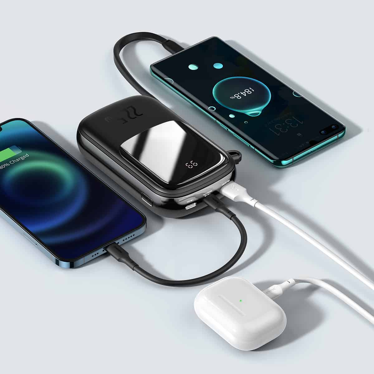 Buy Baseus Qpow 22.5W Digital Display Power Bank 20000mAh with Type C Cable - White from Vmart in Pakistan